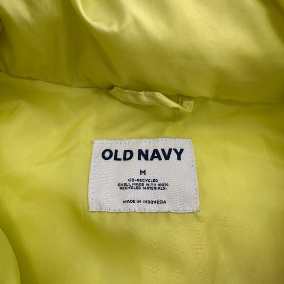 Old Navy Citrine Yellow Puffer Vest M Recycled Lightweight Warm Quilted Outdoor - Picture 2 of 9